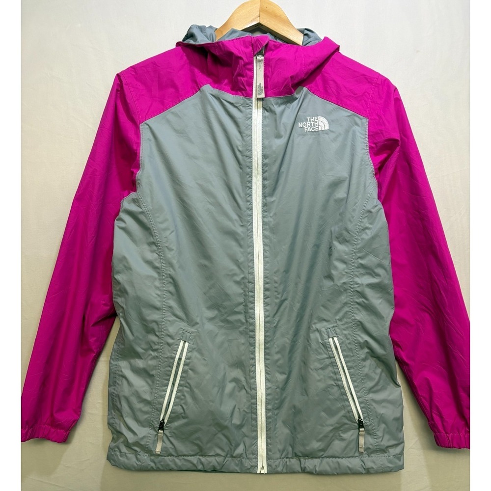 The North Face Windbreaker Jacket Girls Pink Gray Mesh Full-Zip Long Sleeve‎ XL